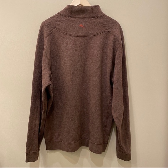 Tommy Bahama Reversible Flipshore Dark Taupe Heather Quarter Zip Sweater - Picture 4 of 12